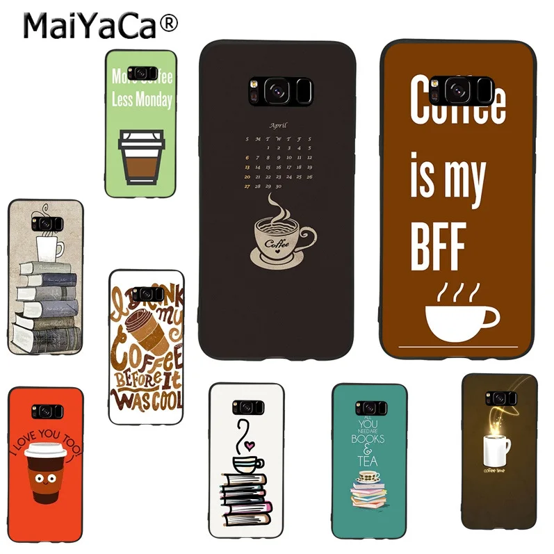 

MaiYaCa book and coffe tea soft tpu phone case cover for samsung galaxy note 8 4 5 s7edge s6 s8 s9 plus case coque