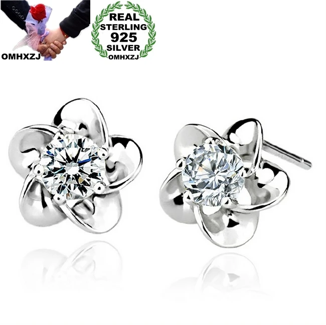 Серьги гвоздики из серебра 925 пробы с аметистом и цветком сливы|stud earrings|earrings