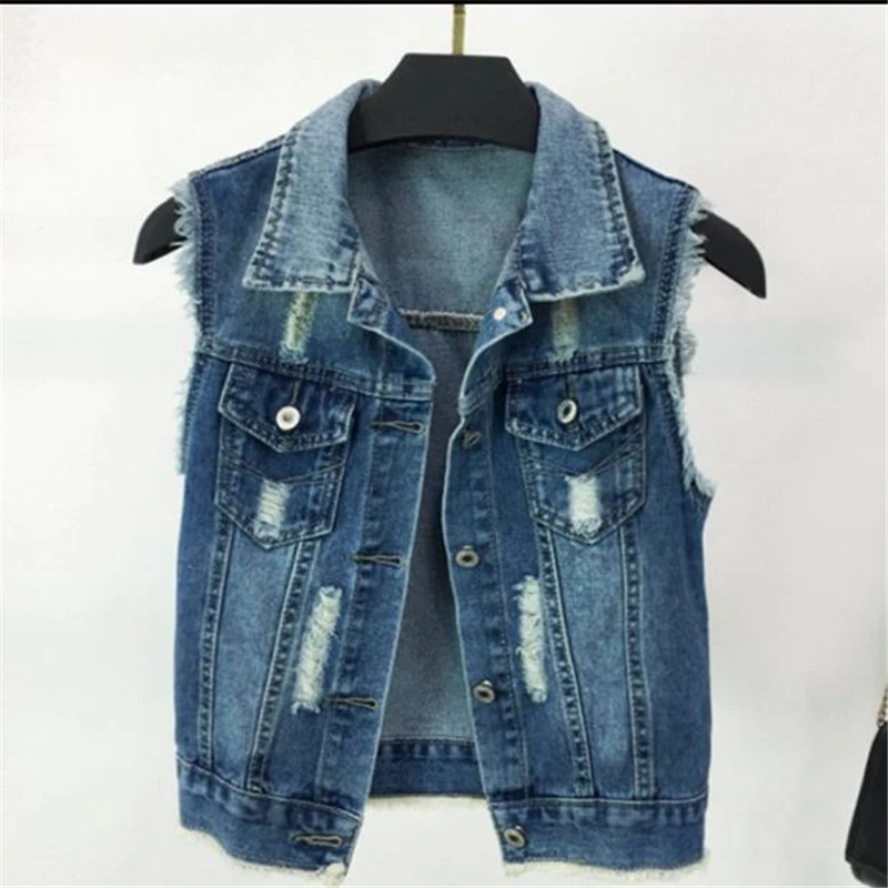 

Plus Size Spring Denim Vests Female Oversize Autumn Denim Vest Mezclilla Waistcoat Mezclilla Jackets Woman Veste Manteau Abrigo