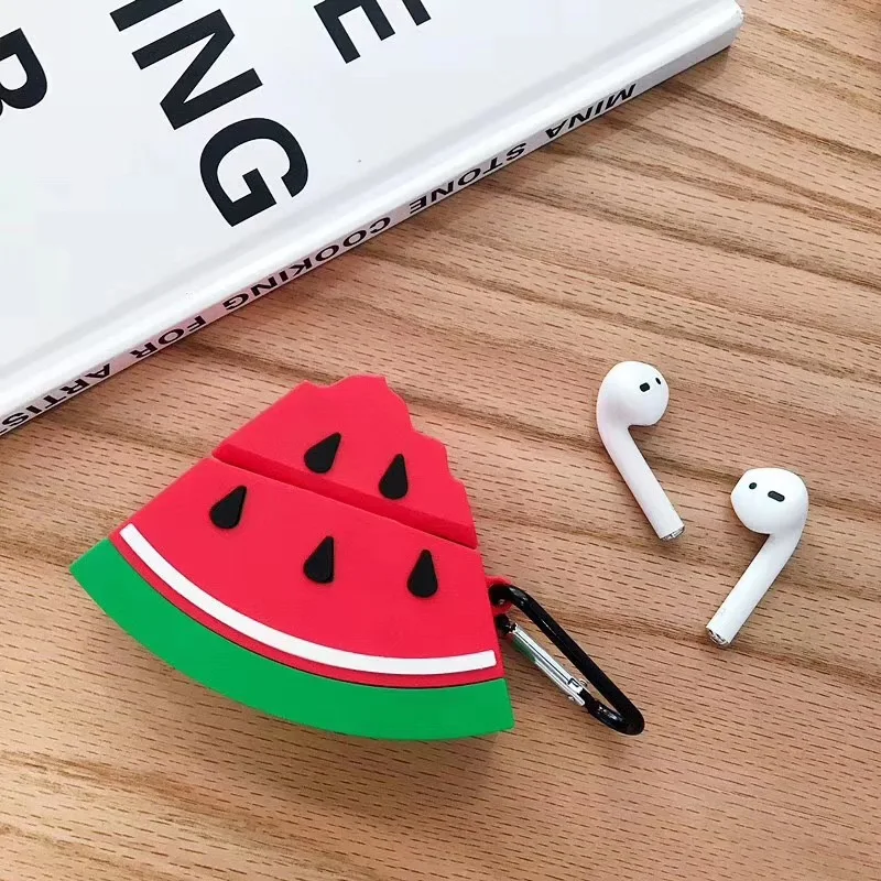 

Hot Cute watermelon Silicone Shockproof Headphone Cases For Apple Airpods 1 Protection Cover For Air Pods 2 summer