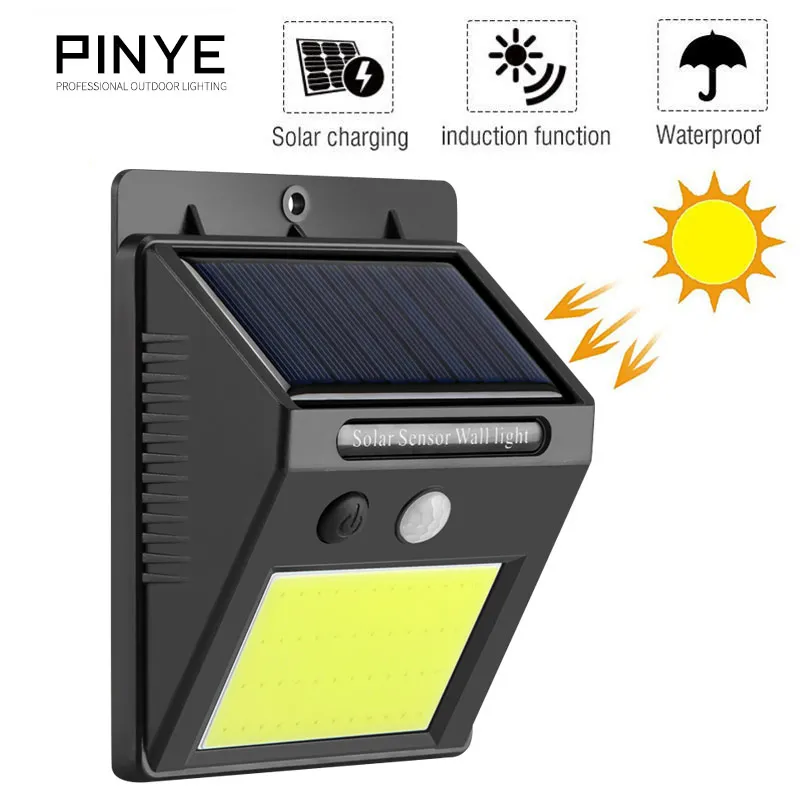 PINYE солнечное освещение наружное водонепроницаемое IP65 48 LED COB движение сенссор
