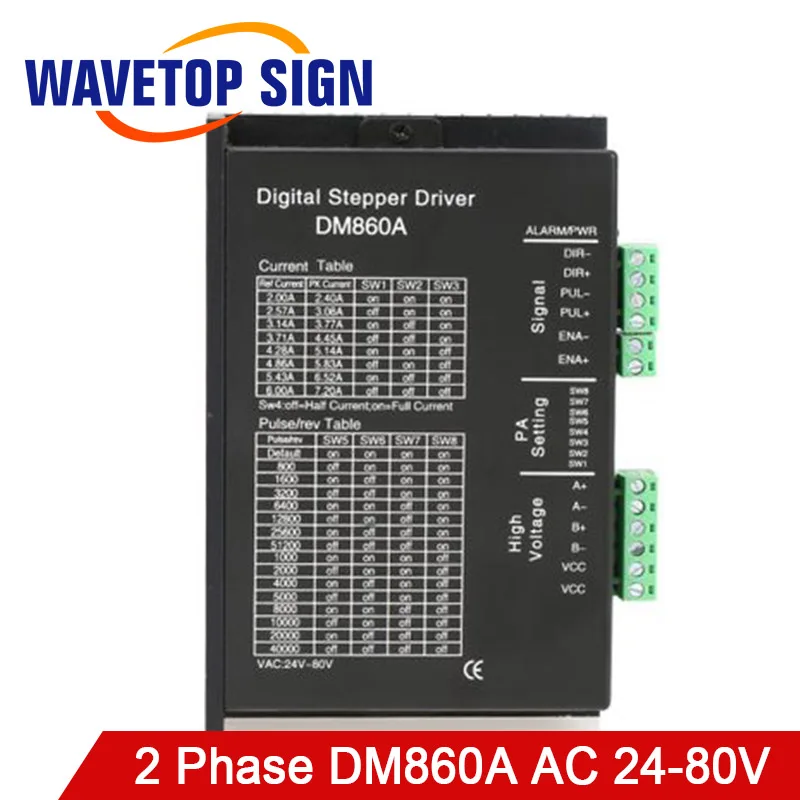 

Wavetopsign 2Phase Driver DM860A Input Voltage AC24-80V Current 2-7.2A Match the Motor 86 serial step motor