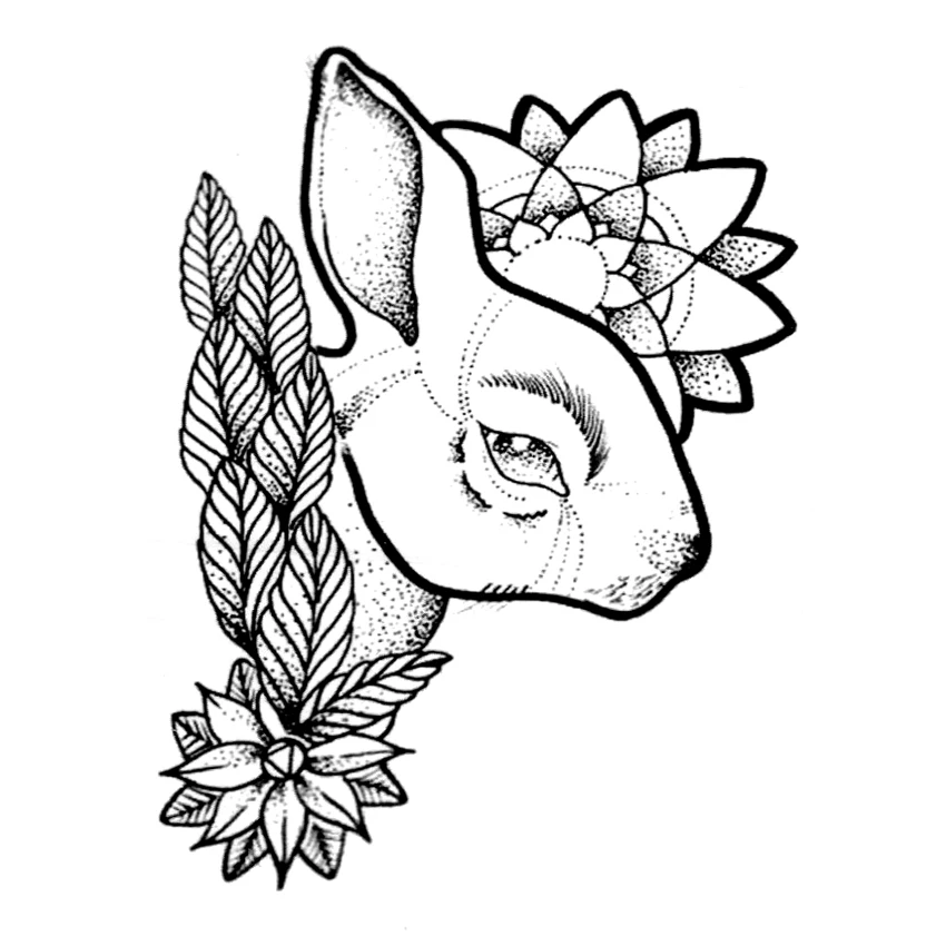 Водостойкие Временные татуировки Moon Rabbit мужские тату боди арт имитация для флэш