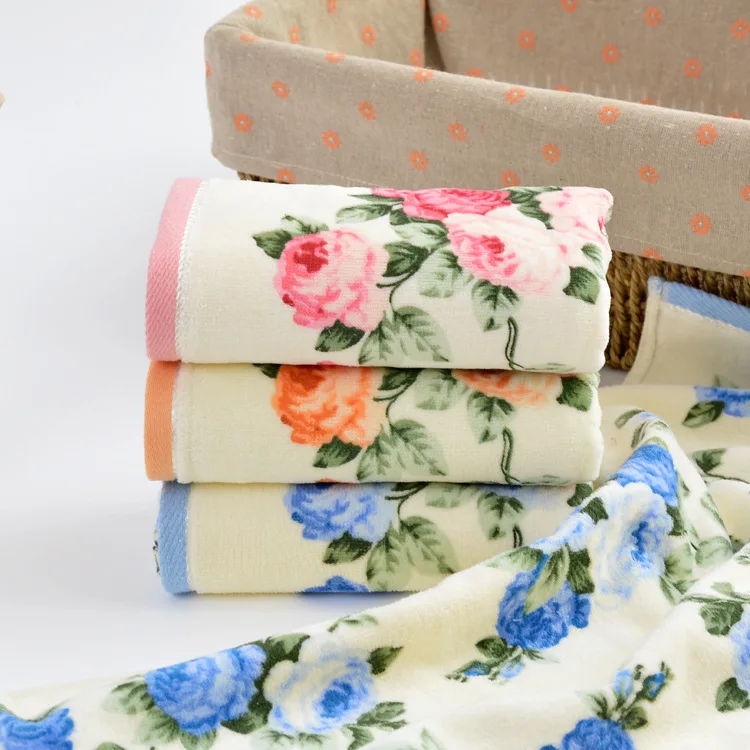 serviette de visage en coton imprimé fleur serviettes éponge petites motif de pièces