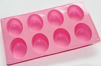 

Friand Oval Cake Chocolate Jelly Muffin Bakeware Soap Mold Silicone 8-cavity