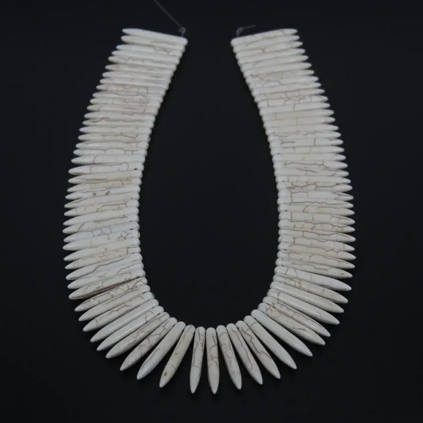 

4x35mm 15.5' Spike Point Beads Jewelry,Top Drilled White Gem stones for Statement Modern Jewellery Fashion