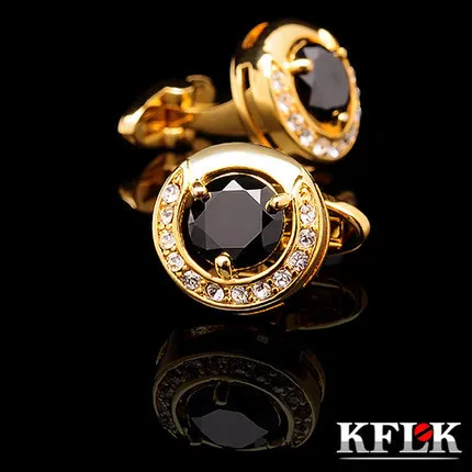 KFLK Luxury 2018 New HOT shirt cufflinks for mens Brand cuff buttons Gold cuff link High Quality Black abotoadura Jewelry
