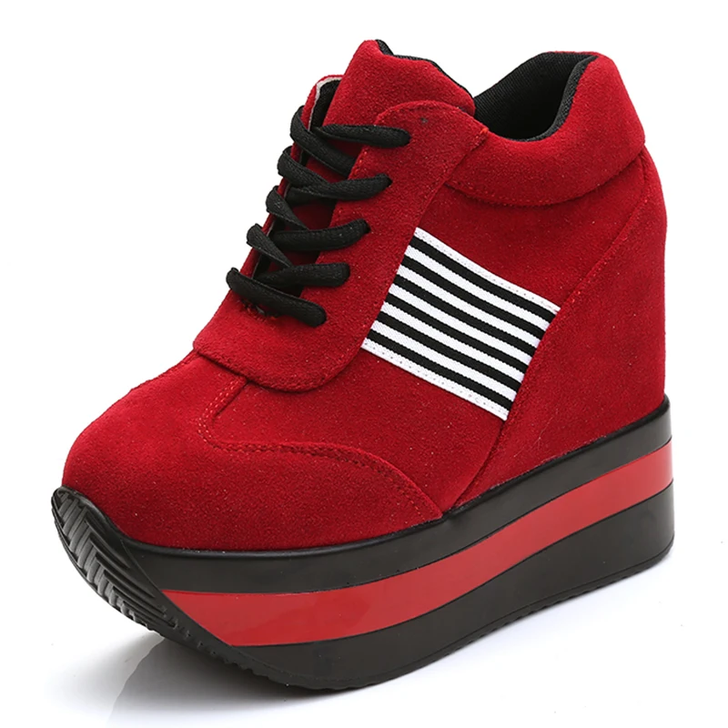

2016 Platform Wedges Casual Shoes Woman Height Increasing Thick Bottom High Heeled Women Ankle Boots Fashion Creepers
