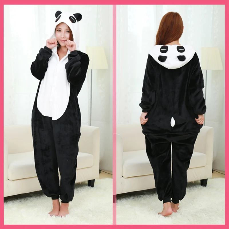 Christmas Flannel Pajamas Women Panda Pijama Cartoon Animal Adult Panda ...