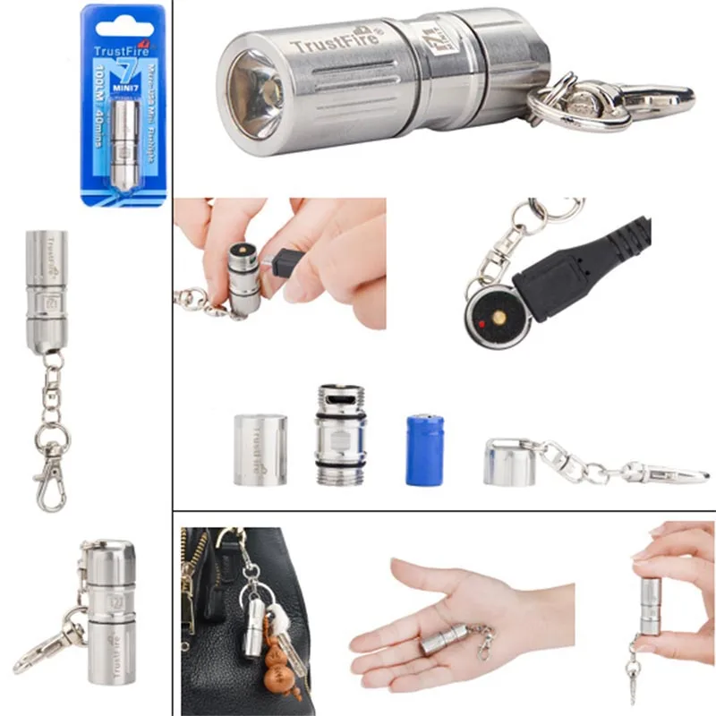 Мини USB фонарик LED перезаряжаемая лампа с батареей карманные переносные фонари