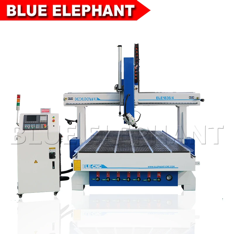 

Blue elephant big 1836 SYNTEC 6MB control 4 axis cnc router wood machine with dust collection engraving machine for sale