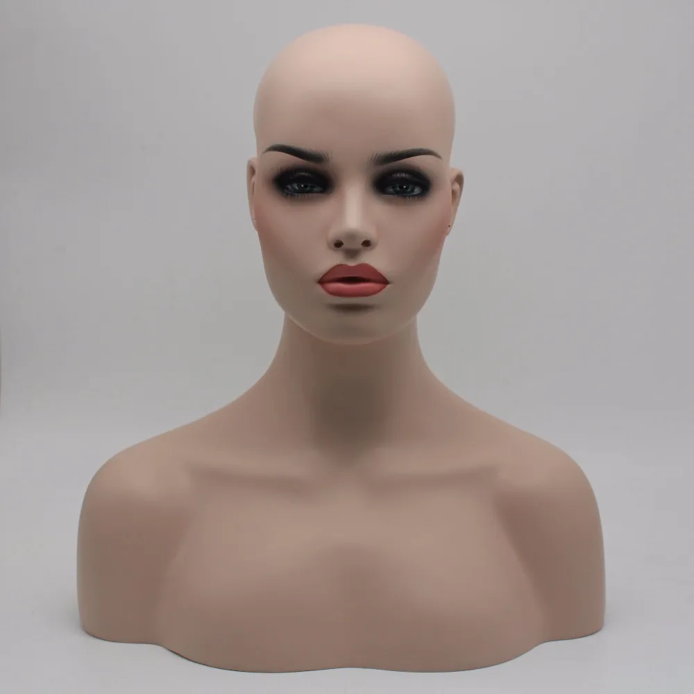 Skin Tone Fiberglass Female Mannequin Dummy Head Bust For Wigsin
