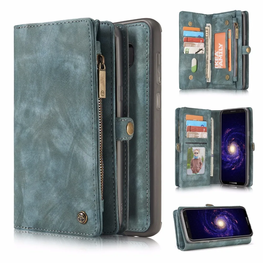 

For Coque Galaxy S8 Plus Cases Premium Retro Zipper Wallet Leather Case Folio Magnetic Cover for Samsung S8 S8 Plus S9 S7Edge