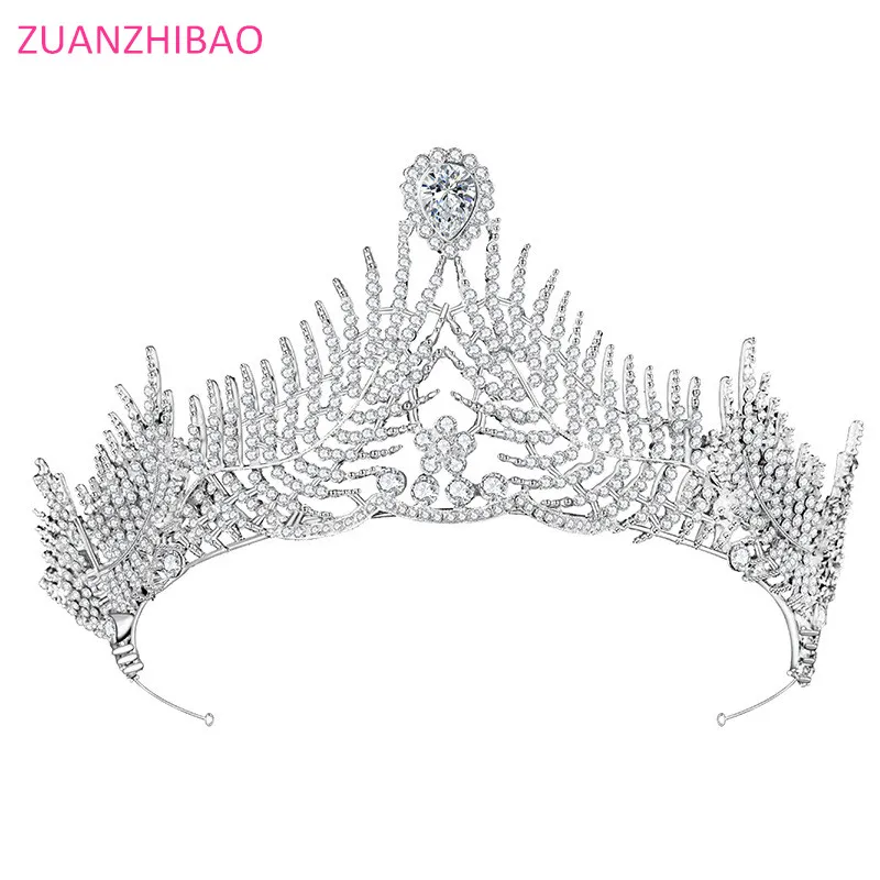 

2019 Newest Wedding Tiara Queen Crown Women Leaf Bridal Hair Accessories Feather Headpiece Hair Jewelry Bride Accessories