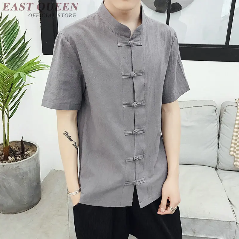 Традиционная китайская одежда для мужчин мужской китайский воротник-стойка рубашка блузка ушу кунг-фу наряд топы льняная рубашка KK2233