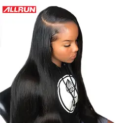 Allrun 360 синтетические волосы на кружеве al парик перуанские прямые натуральные волосы предварительно сорвал не Реми Синтетические