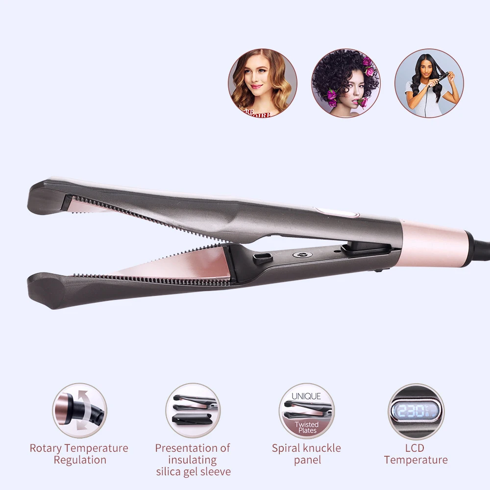 

Pro 2 in1 Twist Hair Straightener and Curler Rotating Iron