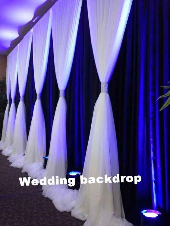 

Free Shipping 3M * 6M Ice Silk & Chiffon Backdrop for Wedding Decoration Wedding Curtain with Chiffon Valance CR-97