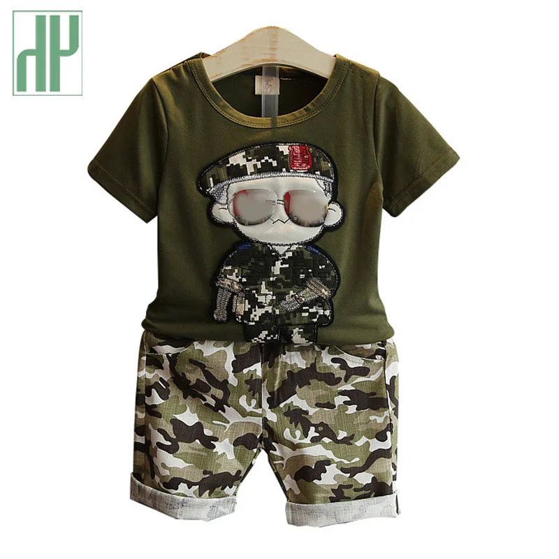 

Baby Boys summer clothes Cotton T shirt Tops +Camouflage Shorts Toddler Kids Boys Outfit Costumes children clothes 2 5 7 years