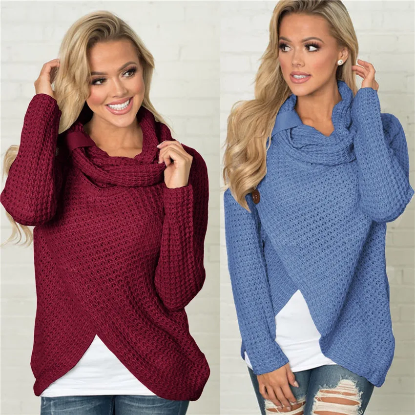 Новый женский вязаный пуловер с длинным рукавом и круглым вырезом, пуловер для девочек, топы, блузка, рубашка, пуловеры, зимняя женская