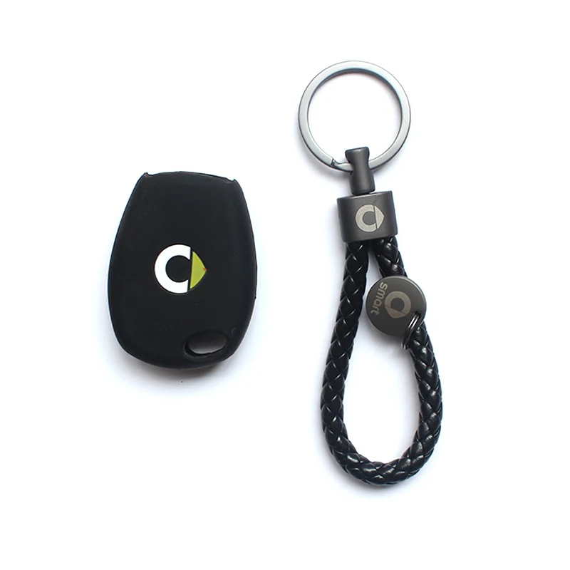 Прямой цветной силиконовый чехол для ключей, аксессуары для автомобиля с дистанционным управлением, стильный брелок, украшение для нового smart 453 fortwo forfour - Название цвета: Black