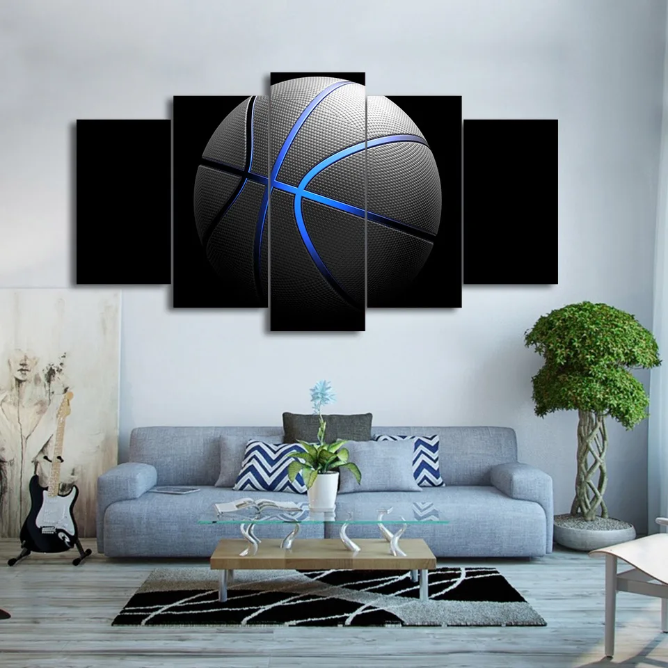 

basketball Sport Basket Goal Painting Themed Canvas Wall Art Blue light Wall Pictures Gym Poster For Boys Room Decor