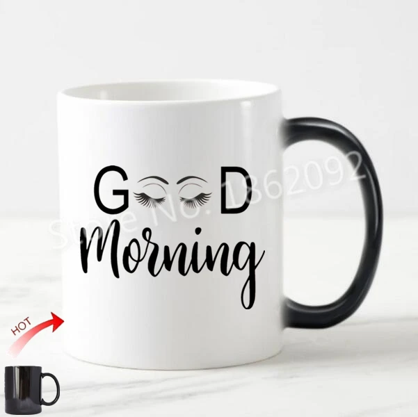 Новинка, забавная кофейная кружка с надписью «Good Morning ресницы», чашка для чая, Шикарный декор для ресниц, волшебные чашки, подарок на день рождения для леди, работницы