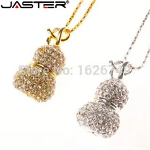 JASTER Прямая Кристальный usb флэш-накопитель ожерелье со стразами бижутерия бутылка форма тыквы Флешка 4 ГБ 8 г 16 ГБ 32 ГБ 64 ГБ usb 2,0