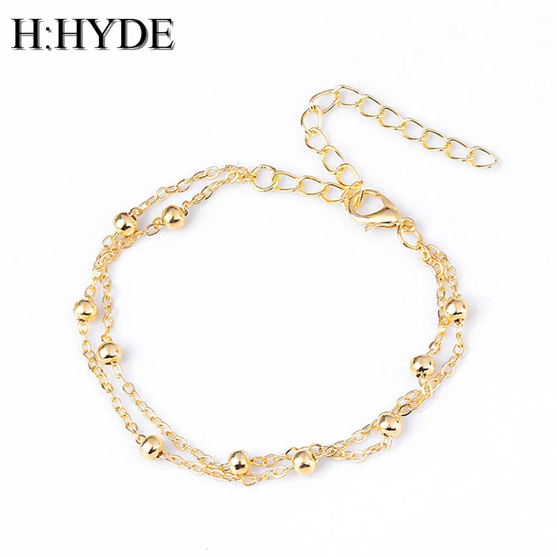 

H:HYDE 2018 Sliver Gold Color Multilayer Beaded Pendant Bracelets and Bangles Fashion Women Charm Bracelet Jewelry Accessories