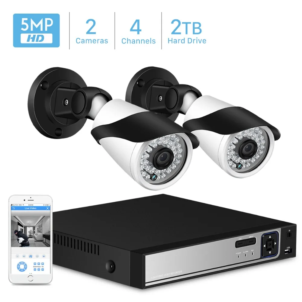 2pcs 5MP Wireless Home Security Camera Outdoor Network CCTV Video Surveillance