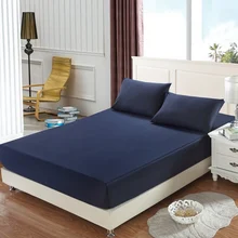 Drap-housse de matelas en coton, couleur unie, draps de lit avec bande élastique, Double, Queen Size