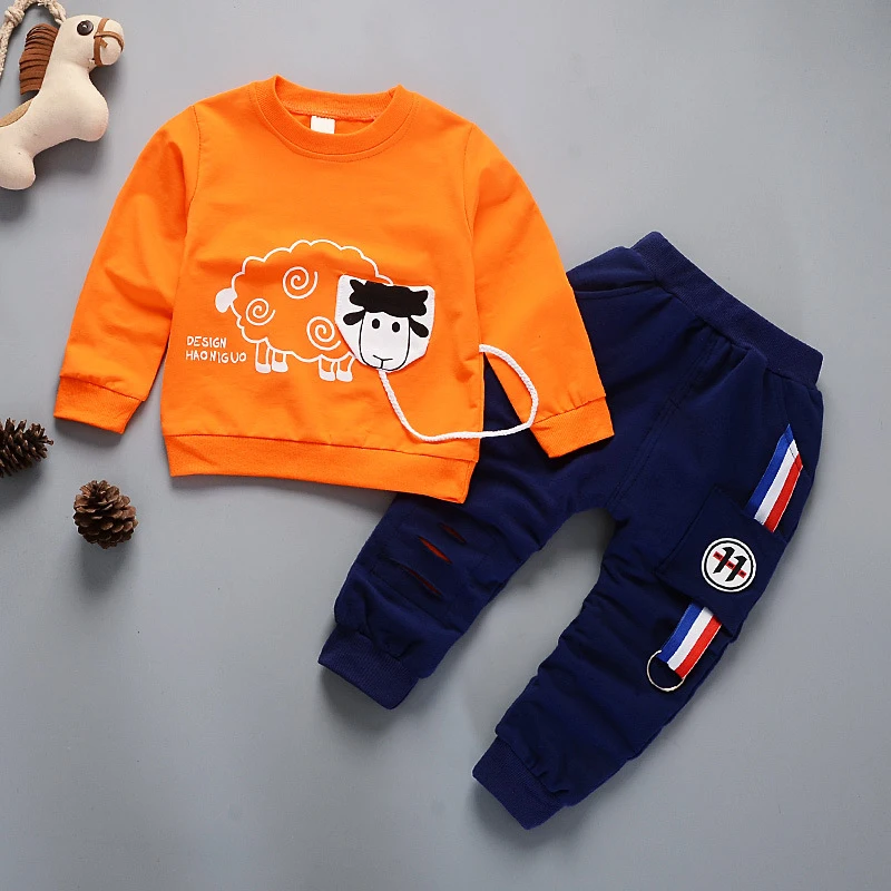 Осенне-зимние комплекты одежды для мальчиков и девочек; детский спортивный костюм; футболка; штаны; Детский свитер; повседневная одежда с героями мультфильмов