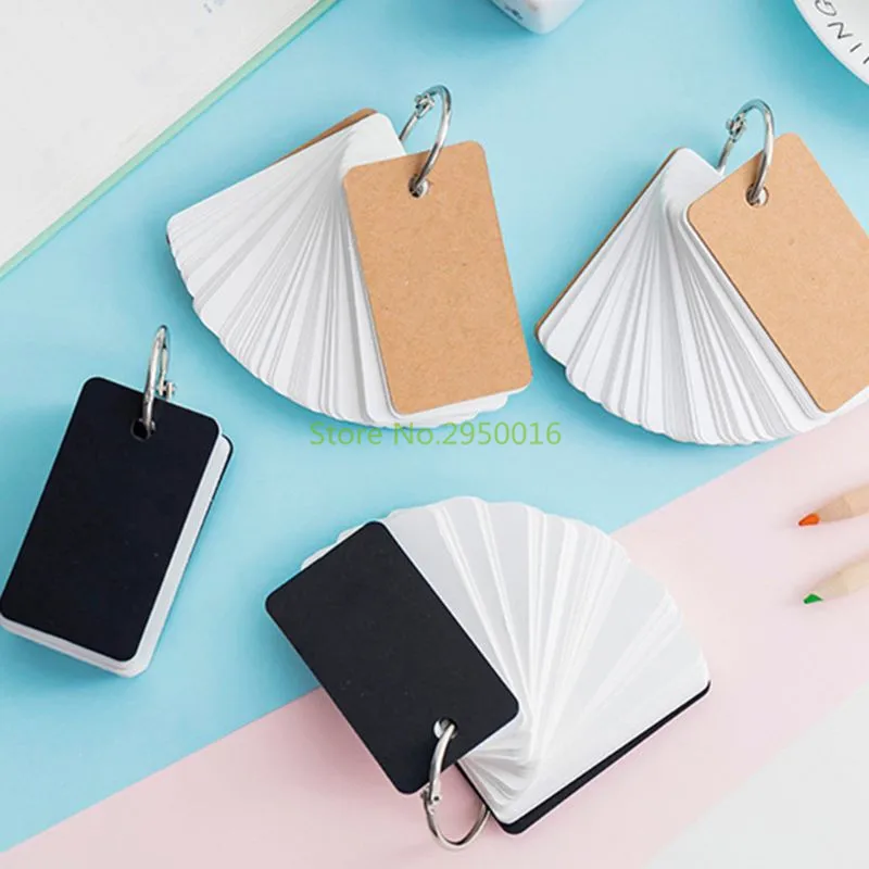 

Simple DIY Index Cardboard Cover Blank Paper Card Memo Pad Bookmark Binder Rings Memo Notes School Office Supplies Gift C26