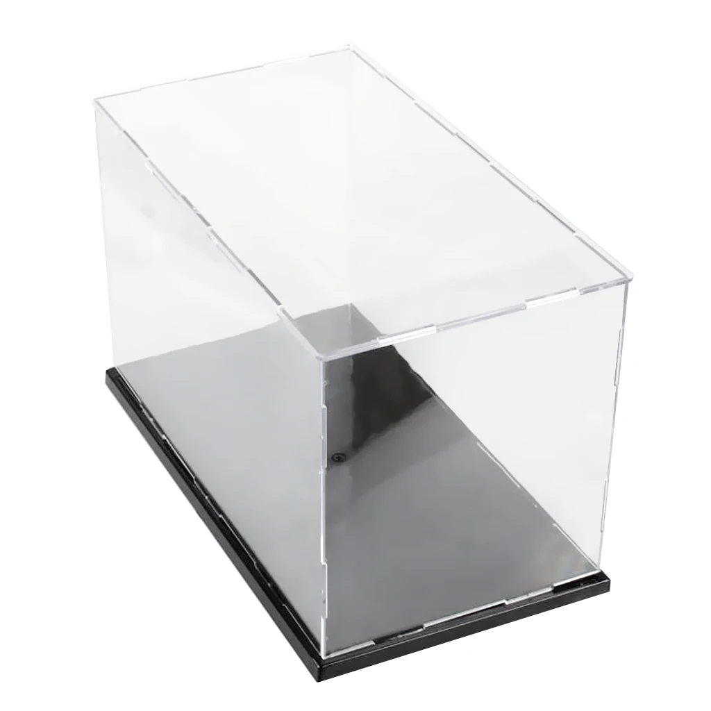 36x16x16cm Acrylic Display Case, Black Gloss Base, Dustproof, Assembled Box