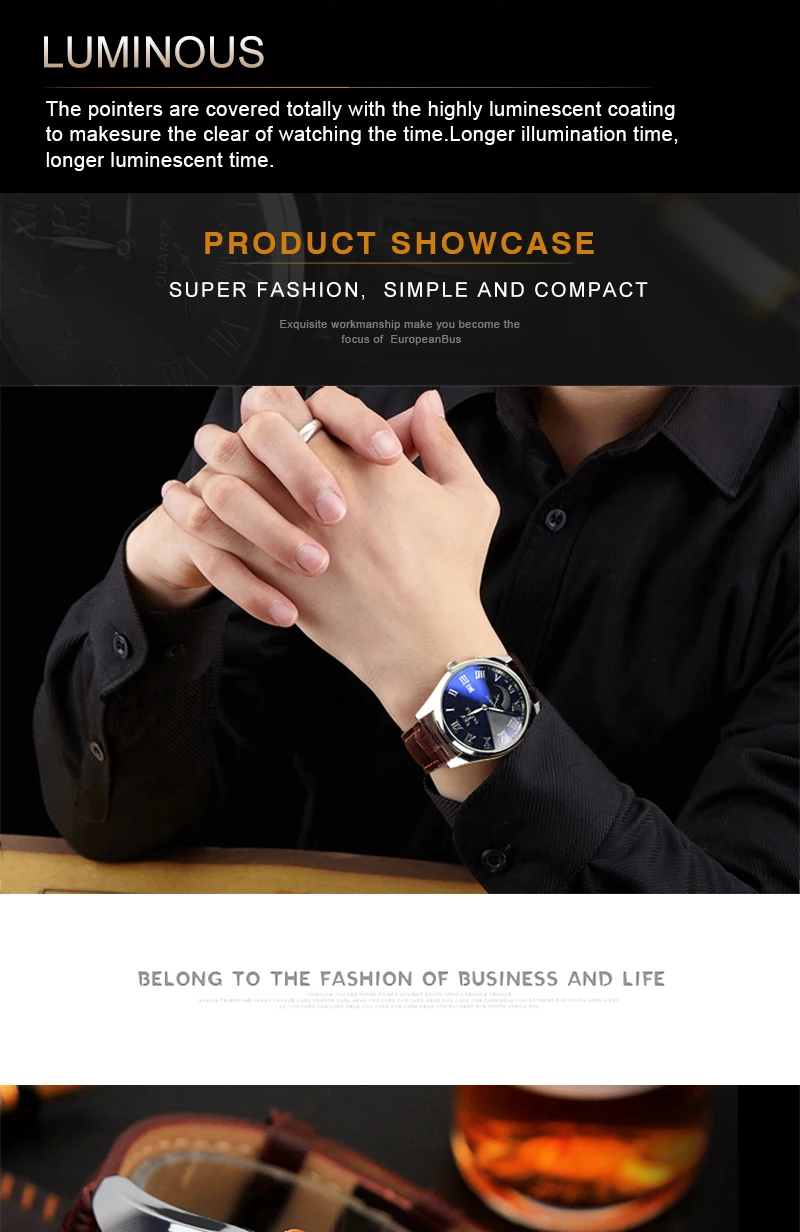 LinTimes Women Men Wristwatches Leather Strap Business Style Small Pointer Luminous Calendar Lovers Watch