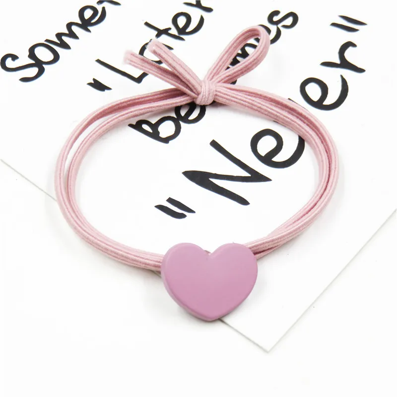 cheap 1PCS Novelty Alloy Love Heart Elastic Hair Bands For Girl Handmade Hair Tie Scrunchy Kids Creative Hair Accessories For Women