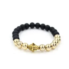 Faitheasy натуральный матирующий Манао буддизм голова энергия золото и серебро медные бусины эластичный браслет