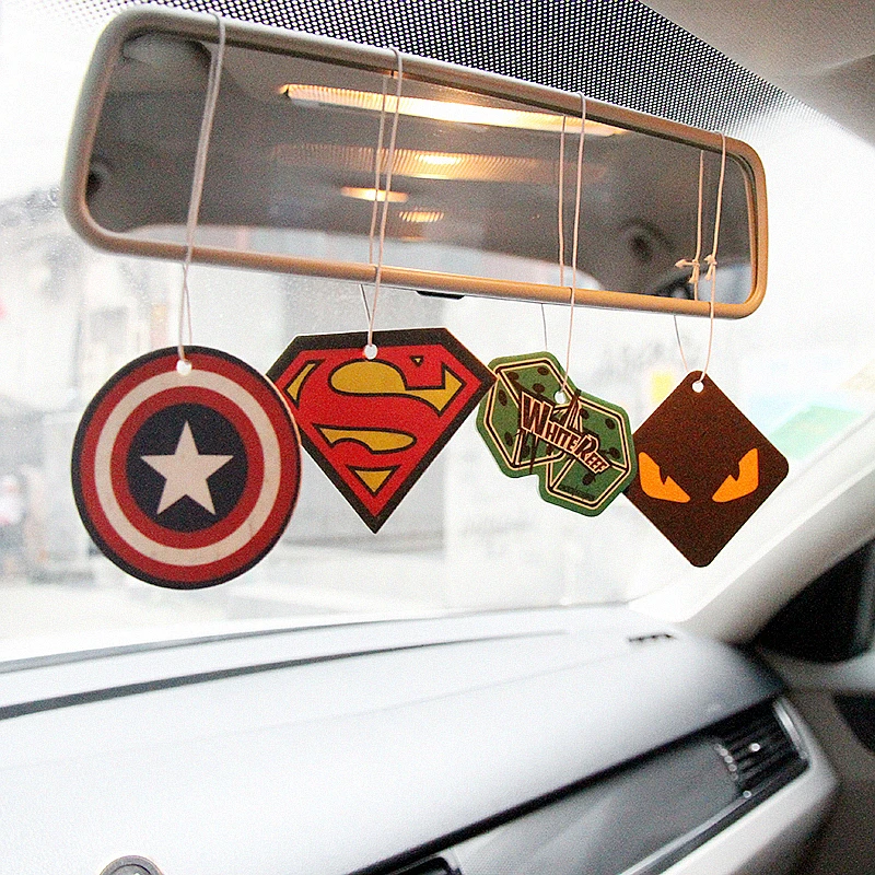 2pcs Truck Car Hanging Perfumed Fragrance Papers For Hero Air Freshener Car Perfume Air Freshener Captain America Superman