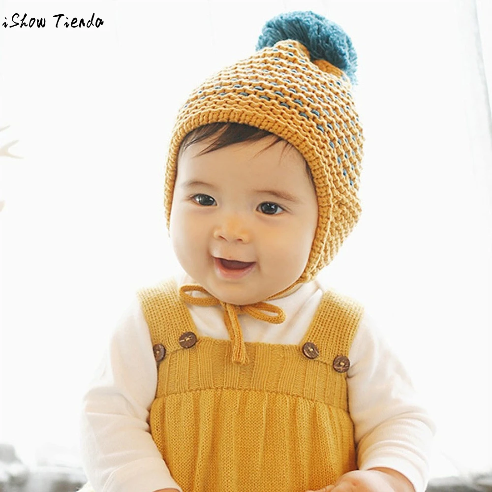 Baby Winter Hat Handmade Knitting Warm Toddler Cute Hairball Cap Beanie