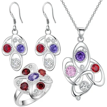 

Pendant necklace Earrings ring 925 jewelry set earrings Xian trendsetter beauty temperament flower brinco choker