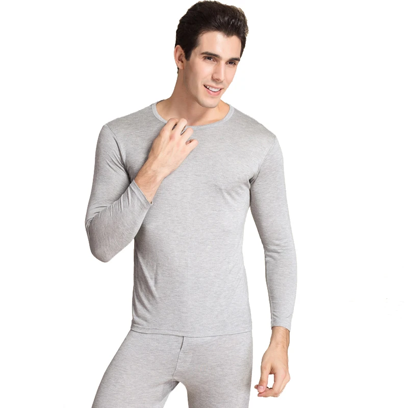 High Quality Autumn Men's Sleepwear Men Warm Underwear Men's Thermal Antibacterial Pijama sets 70% Silk 30% Cotton G1075