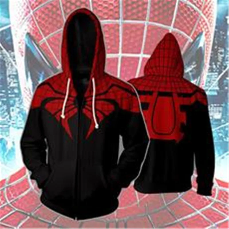 

Marvel Spider Man 3D Moving Zipper Hoodies Men Streetwear Hip Hop Warm Hooded Sweatshirts 3D Printed for Kids Boy Winter Soldier