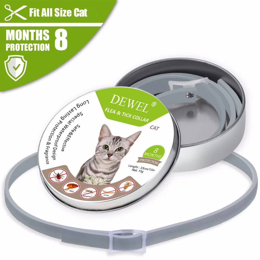 Dewel Summer Anti-insect Cat Dog Collar Anti Flea Mosquitoes Ticks Waterproof Cat Flea Collar for Pet 8 Months Protection