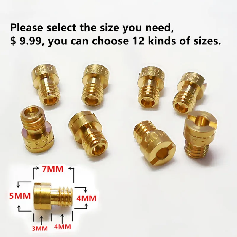Мотоцикл карбюратор Keihin CVK24 ~ 26 GY6-50 80 PZ19 основных сопла форсунок резьба 4 ММ