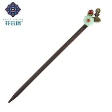 Этнические лэмпворк сливы палочки для волос для женщин сплав листьев бусинки-ракушки деревянные шпильки для волос ювелирные изделия аксессуары FZ-18051-1