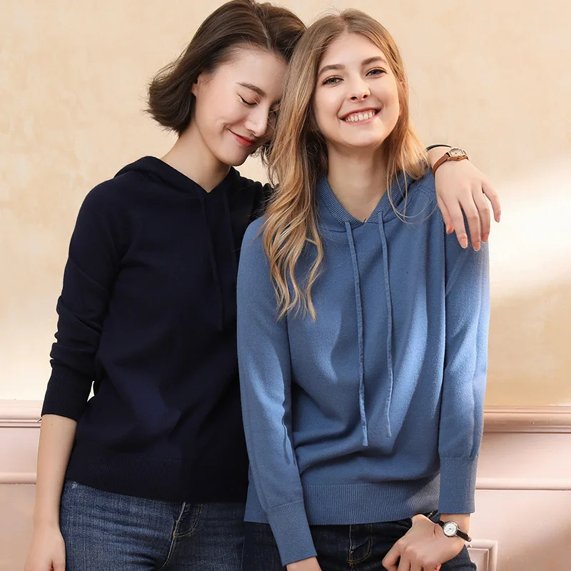 

2019 spring and autumn models hooded sweater women's sweaters long-sleeved sports sweater loose large size sweater wear