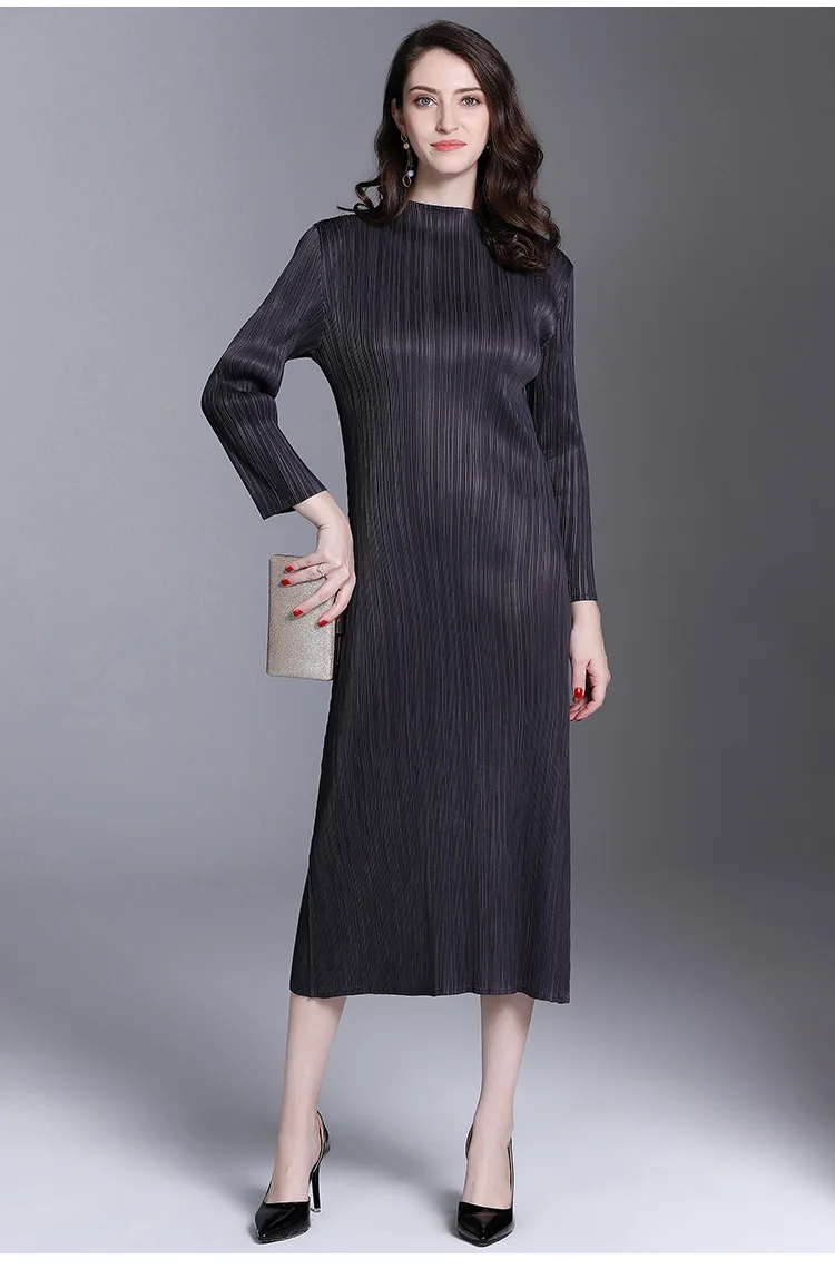 Miyake модные наручные рукава складные Твердые Стенд офисное женское длинное платье
