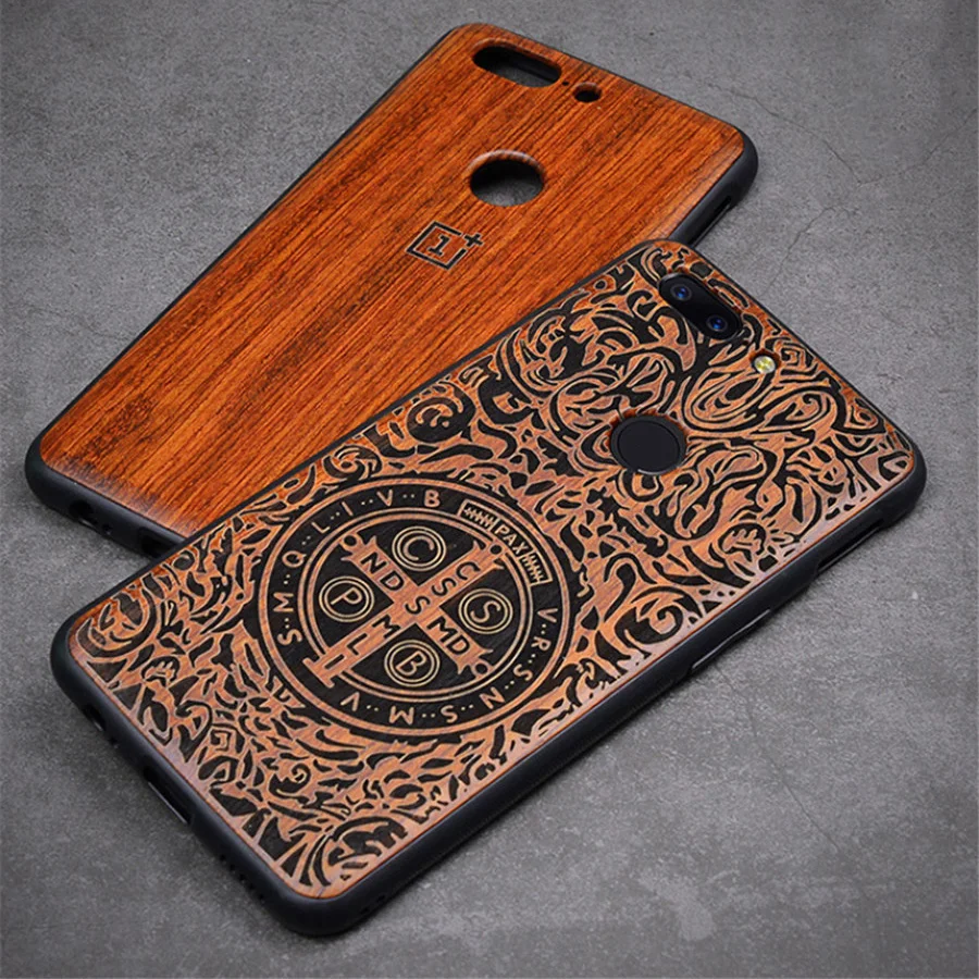 Funda Oneplus 5 t Boogic Original de madera Real funda Oneplus 6 Rosewood TPU a prueba de golpes carcasa trasera teléfono One plus 6 funda