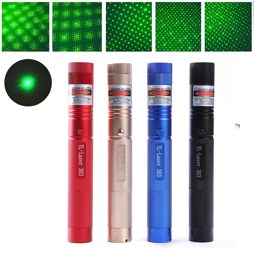 

Powerful Adjustable Zoomable Focus Burning Green Laser Pointer Pen 303 532nm Continuous Line 500 to 10000 meters Laser range