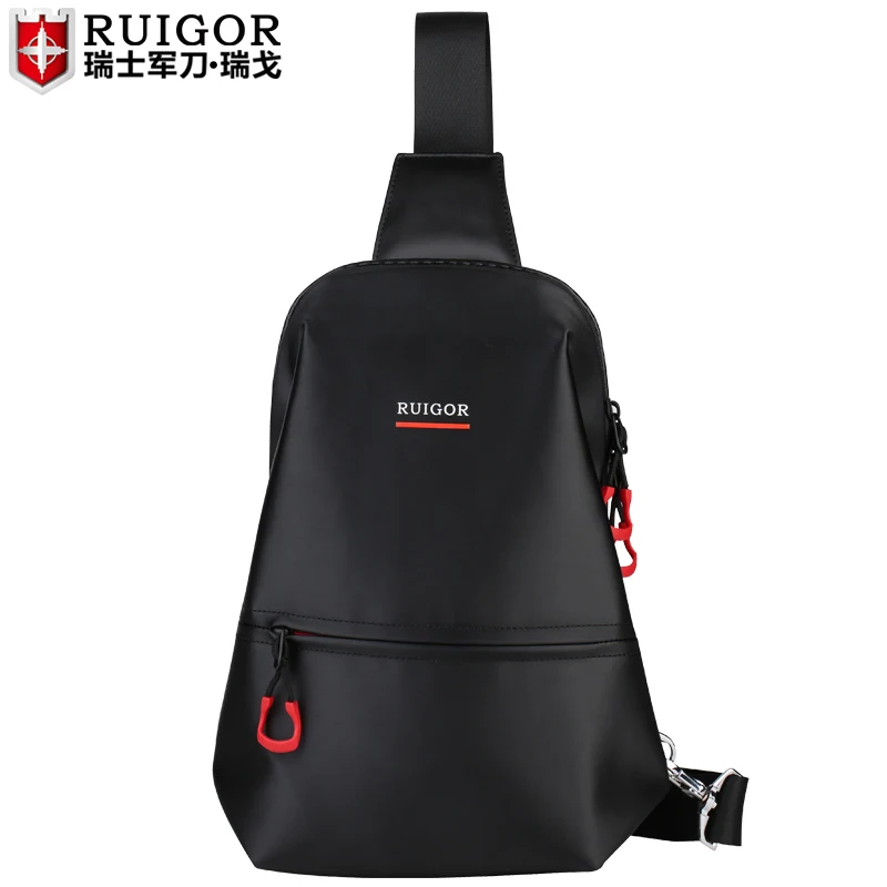

RUIGOR men chest bags portable sports Shoulder bag Leather Messenger Bag fashion riding Totes travel Handbags